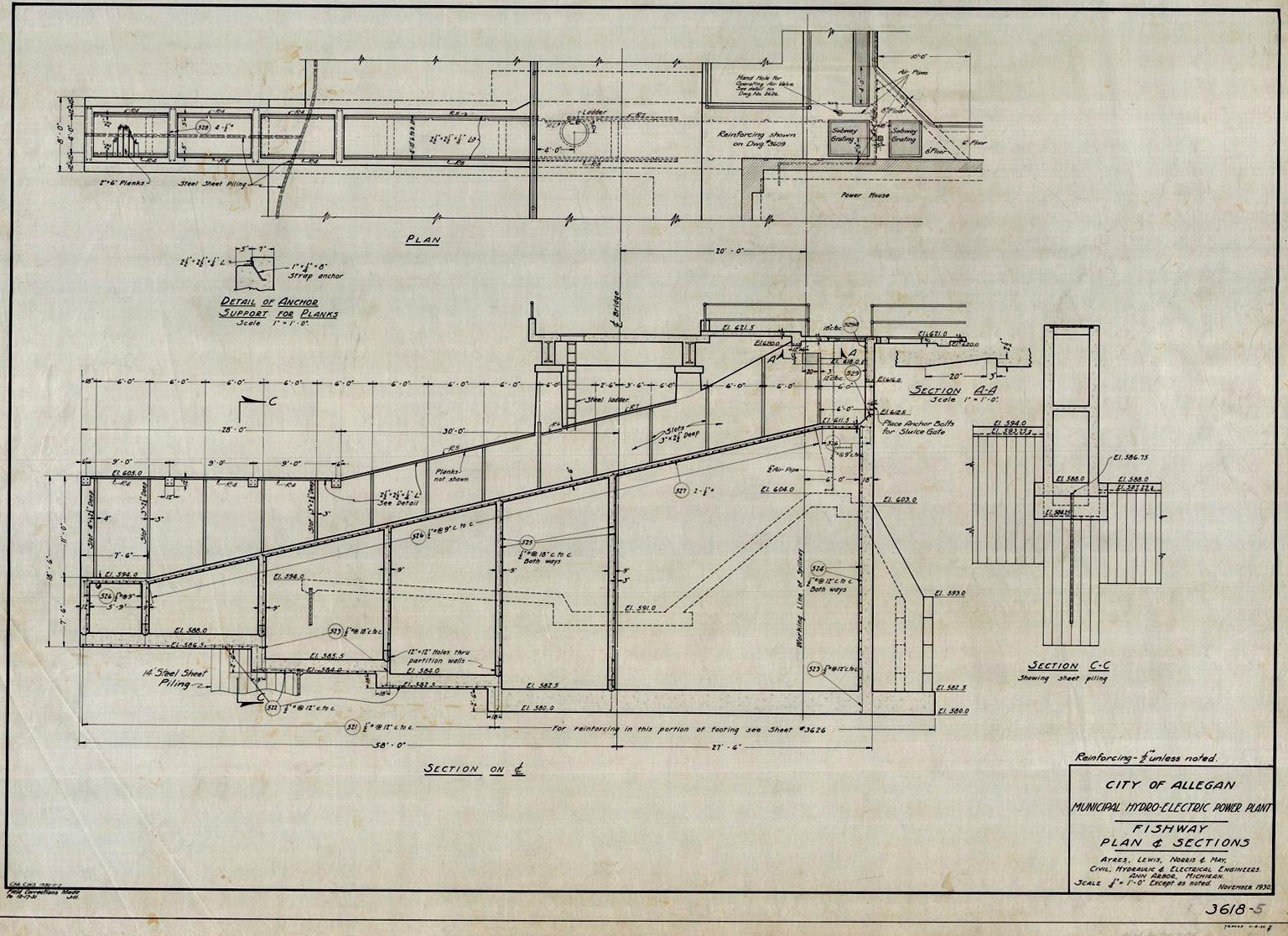 Drawing of Calkins Dam